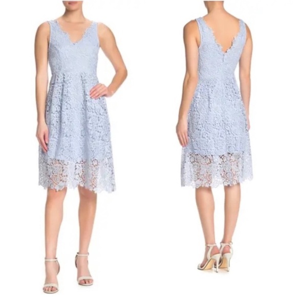 ASTR the Label Lace V Neck Midi Dress Baby Blue - Picture 2 of 12